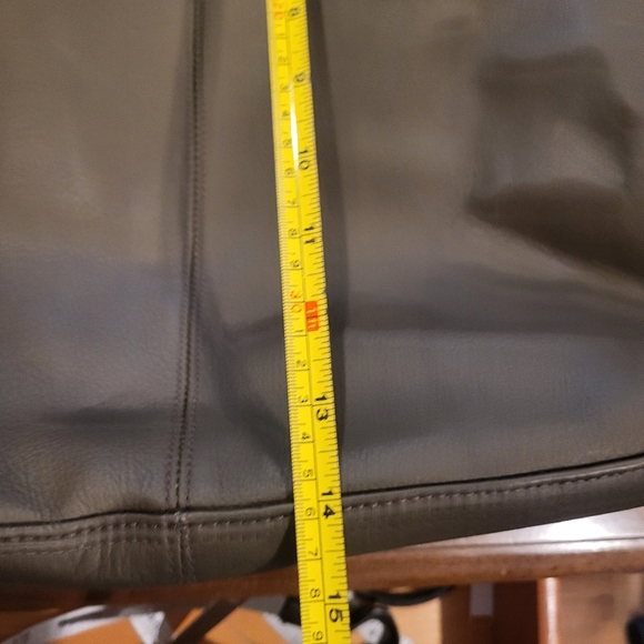 Margot Green Taupe Leather Shoulder Tote Bag Braided Straps - Picture 9 of 11